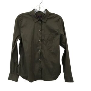 UNTUCKit Annabella Olive Green Button Up  Shirt Womens Size 4 Long Sleeve Pocket